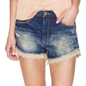 Free People Lace Trim Denim Shorts